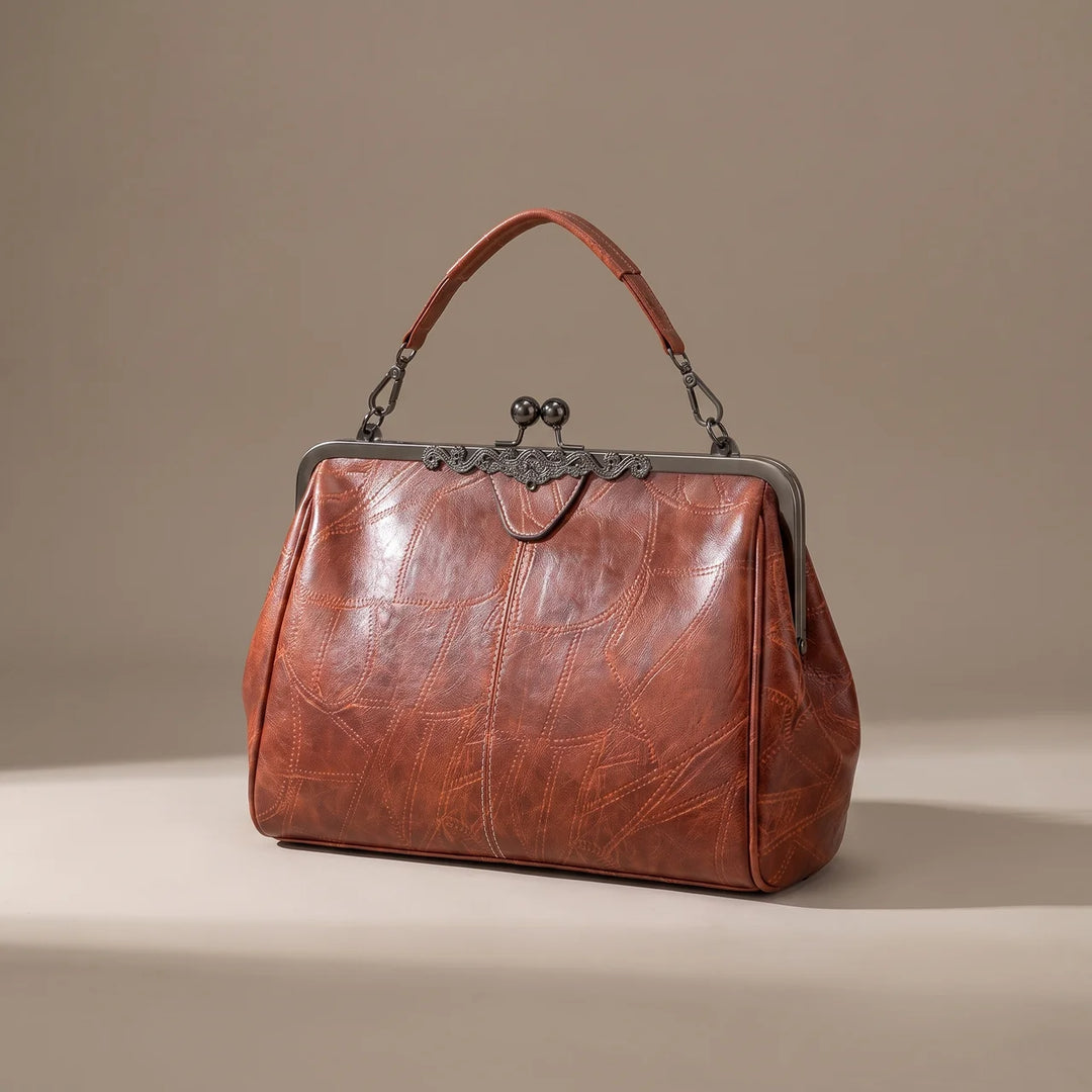 Amelia | Vintage Kiss-Lock Leather Frame Handbag